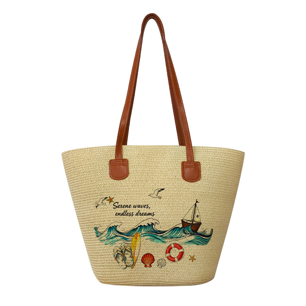 Women's Style Daily Wear Handmade Straw Vacation Large Capacity Women's Shoulder Bag