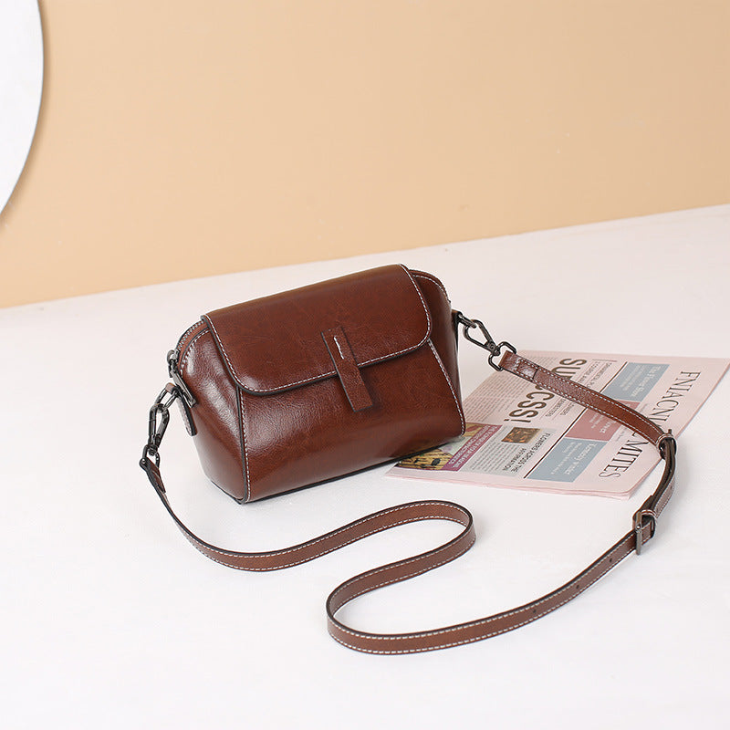 Women's Cowhide Fashionable Shell Niche Genuine Crossbody Bags