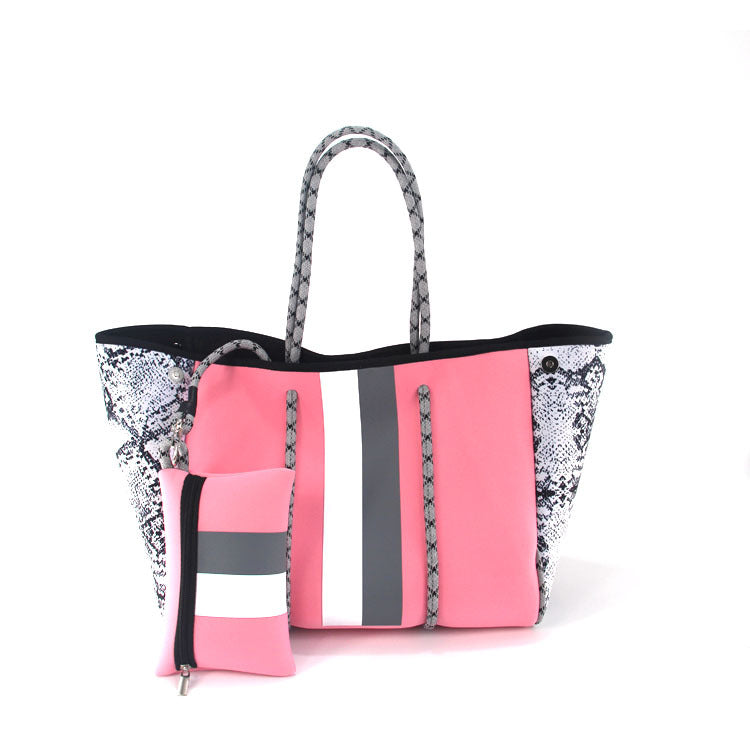 Leopard Print Printed Black Portable Beach Shoulder Bags