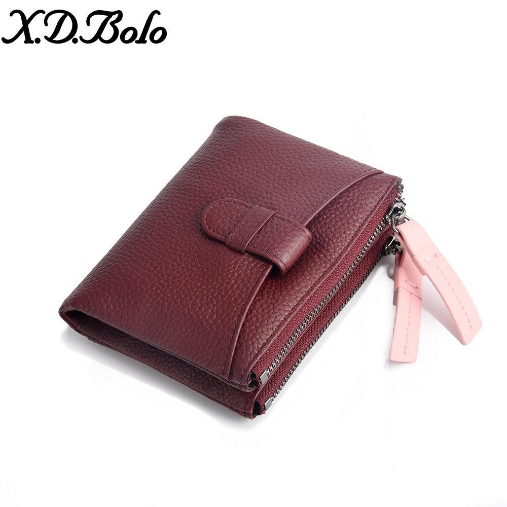 Women's Fashion Short Zip Cowhide Korean Style Ladies Wallets