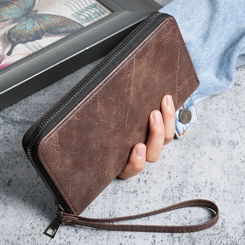 Men's Long Zipper Mobile Soft Thin Business Men's Wallet
