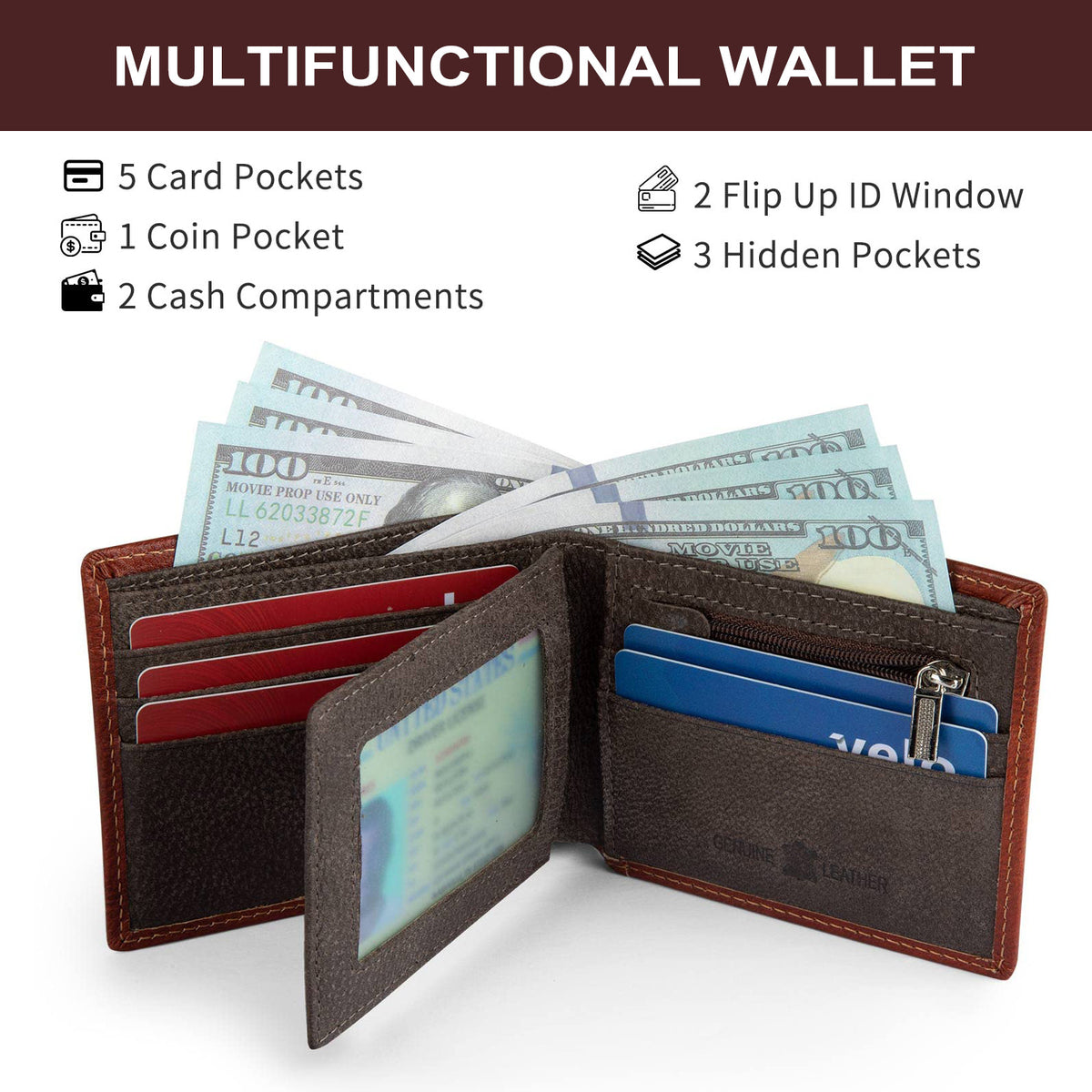 Slots Swiping Creative Flag Loose-leaf Large Capacity Men's Wallet