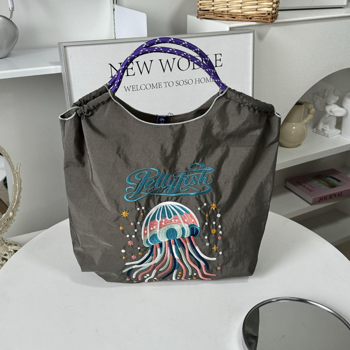 Women's Nylon Embroidered Fashion Niche Large Capacity One Women's Shoulder Bag