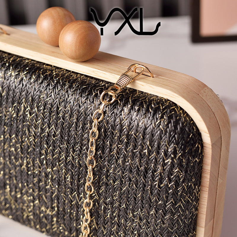 Frame Dinner Woven Fabric Clutch Daily Evening Bags