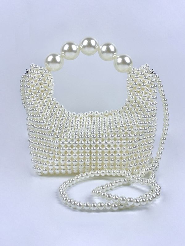 French Retro Hand-woven Large Pearl Elegant Handbags