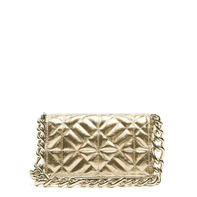 Check Thick Chain Quilted Rice Word Crossbody Bags