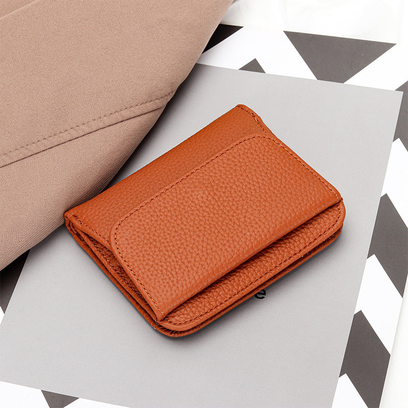 Women's Full Leather Simple Folding Genuine Ladies Wallet