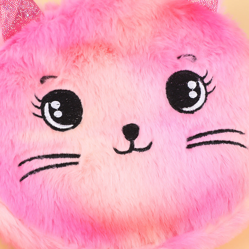 Women's & Men's Korean Cartoon Cute Plush Cat Storage Women's Messenger Bag