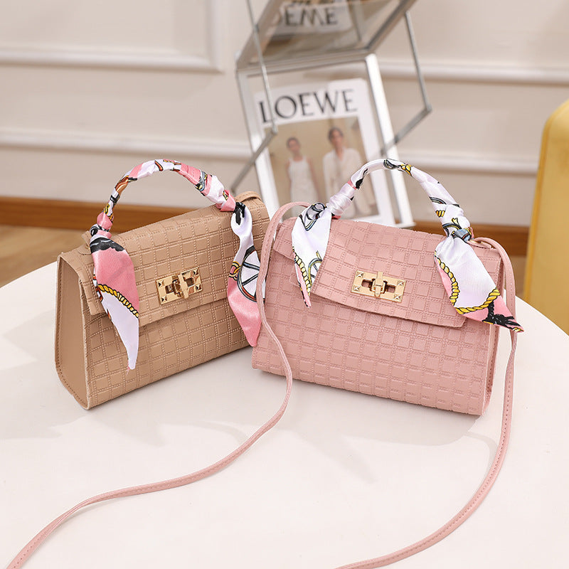 Plaid Embossed Silk Scarf Fashion Pouches Shoulder Bags