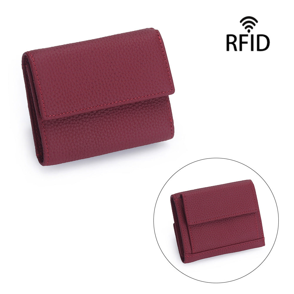 Women's First Layer Cowhide Short Genuine Leather Fashion Style Mini Ladies Wallet