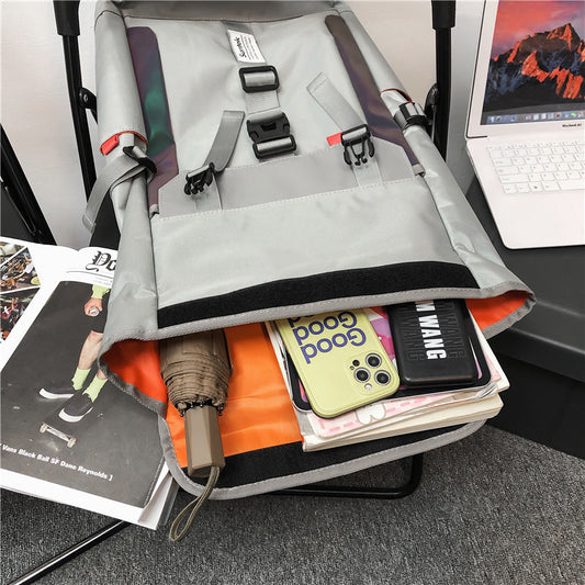 Stripe Korean Style Large Capacity Scalable Backpacks