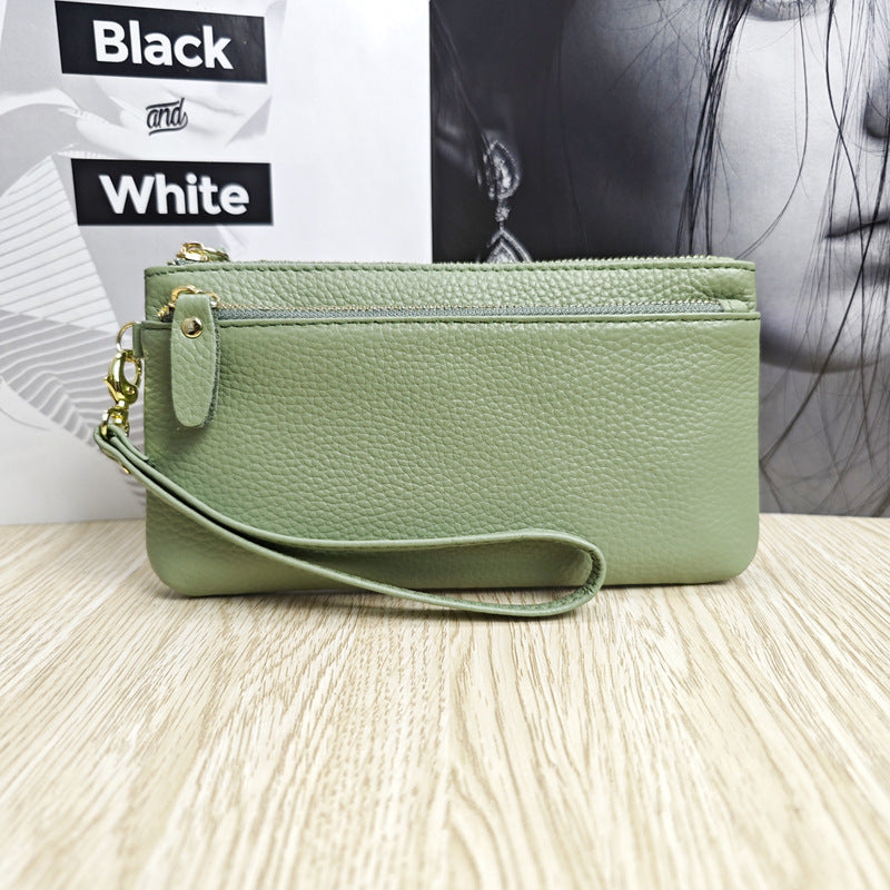 Women's Korean Genuine Leather Fashionable Zipper Wrist Coin Purses