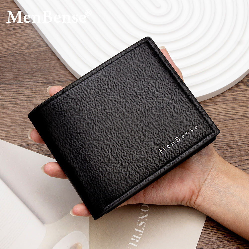 Men's Premium Leather Pattern Business Short Horizontal Hinge Multiple Bags