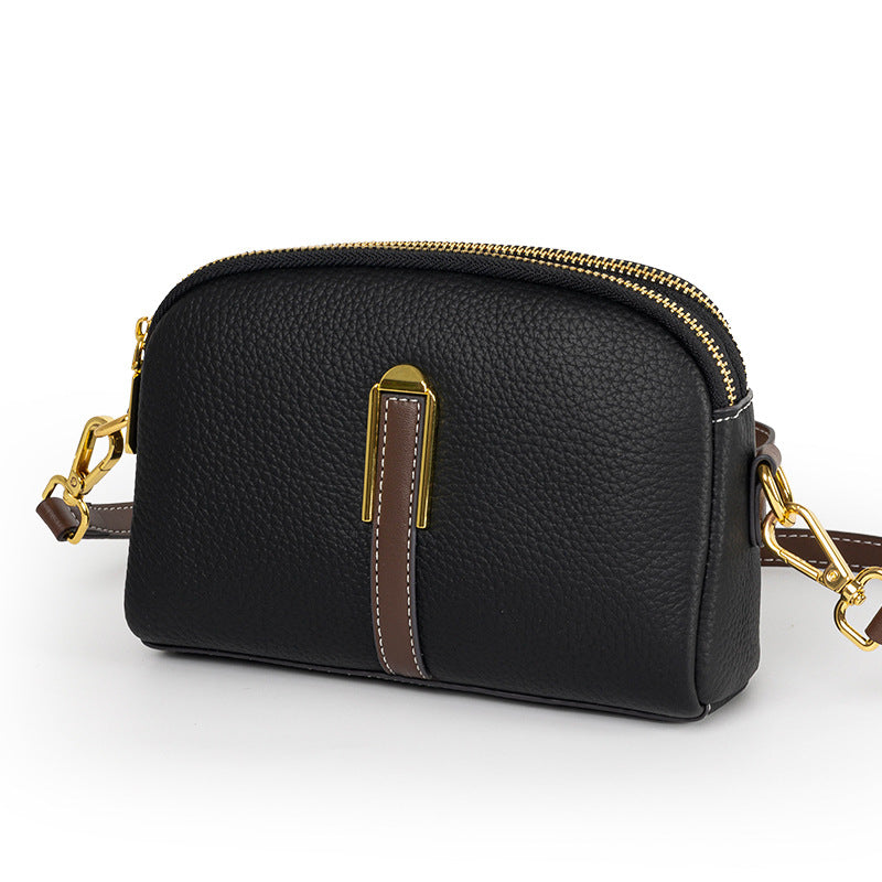 Women's Genuine Leather Contrast Color Top Layer Crossbody Bags