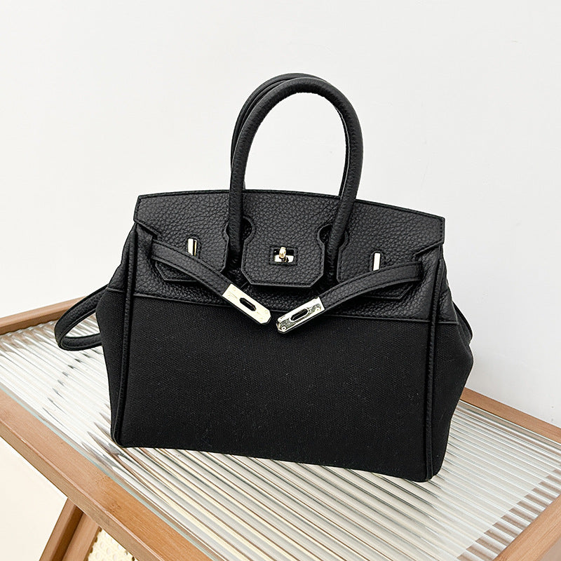 Women's High-grade Fashion Stitching Canvas Commuter Portable Bags