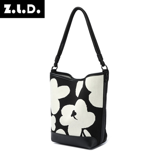 Women's Trendy Striped Portable Fashion Flower Bucket Bags