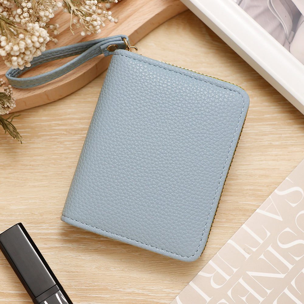 Women's Solid Color Lychee Pattern Large Capacity Ladies Wallet