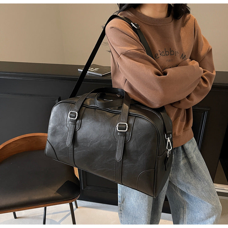 Women's Advanced Texture Korean Retro Black One Travel Bags