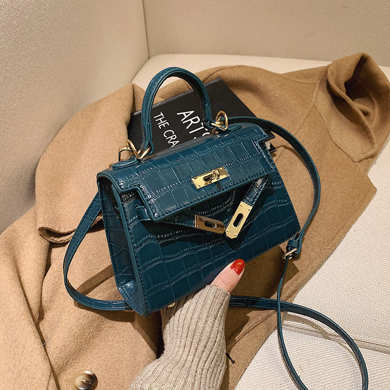 Women's Popular Stone Pattern Portable Kelly Springtide Simple Retro Women's Shoulder Bag