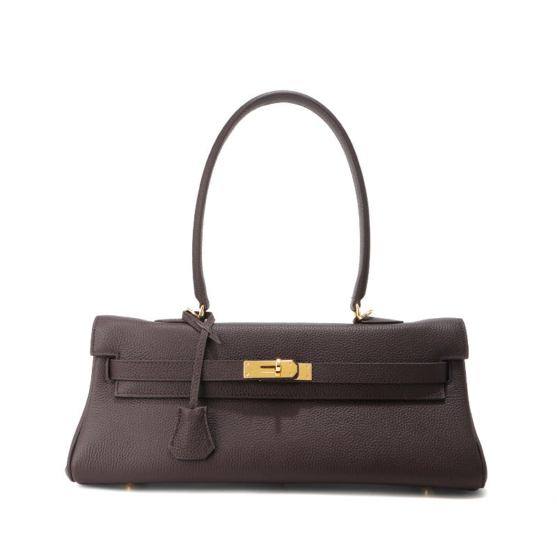 Women's Crosswise Large Size Callie Layer Cowhide Women's Shoulder Bag