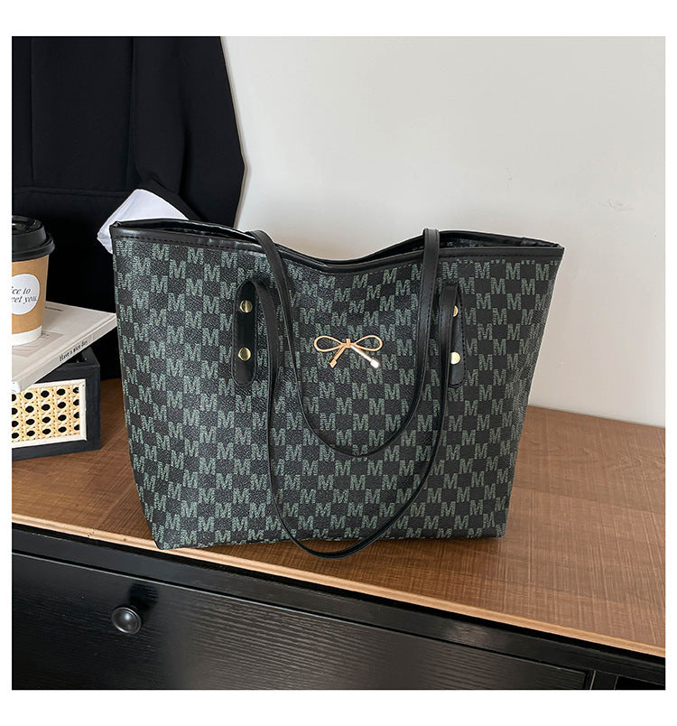 Simple Printed Letters Fashion Large Capacity Bowknot Commuter Women's Shoulder Bag