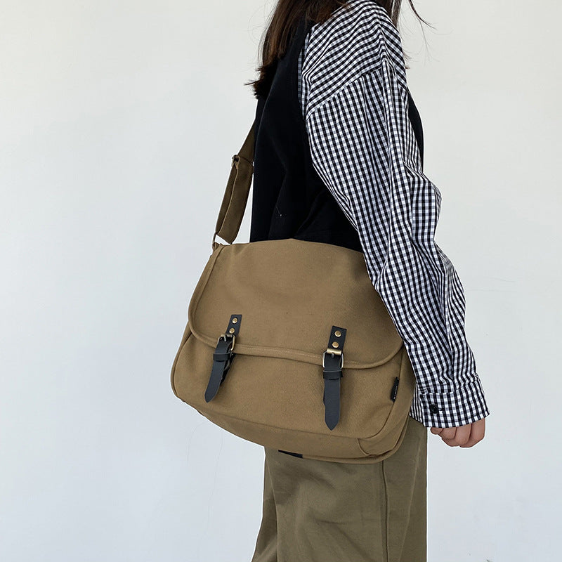 Women's & Men's Style Preppy Retro Flip Canvas Bags