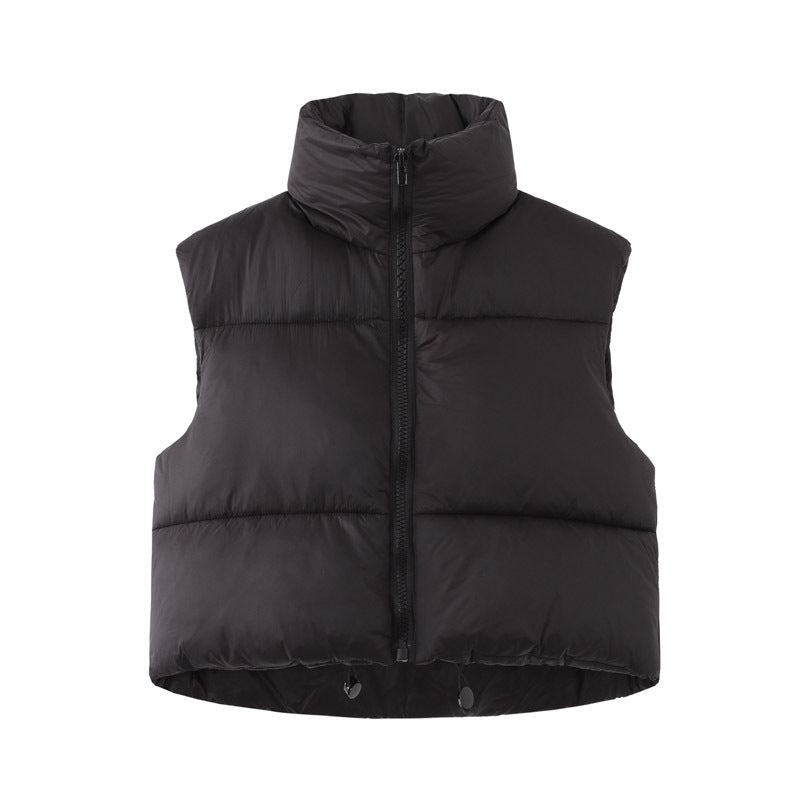 Women's Cotton Stand Collar Fashion Thickened Warm Vests