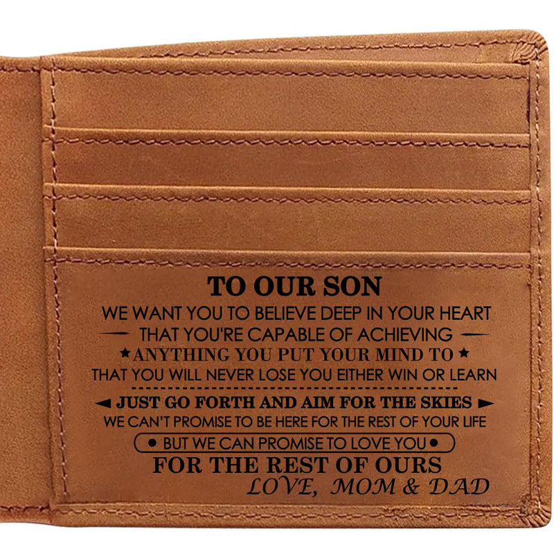 Men's Retro Crazy Horse Leather Genuine Laser Men's Wallets