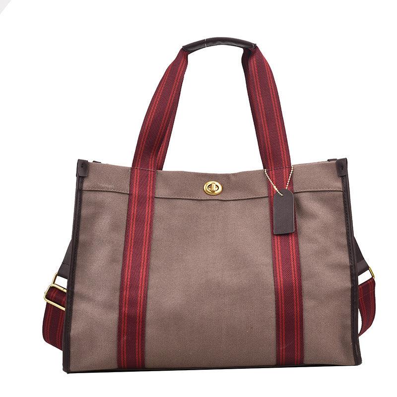 Canvas Contrast Color Portable Retro Fashion Tote Bags