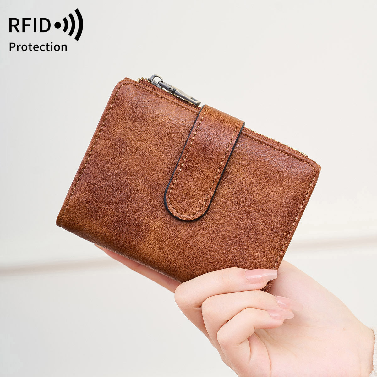 Women's Swiping Multiple Slots Simple Tri Fold Ladies Wallet