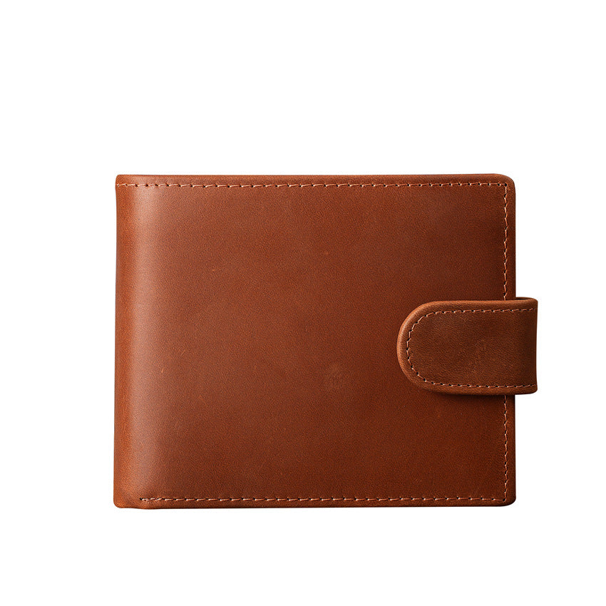 Men's Leather For Man Short First Layer Cowhide Multiple Slots Men's Wallets