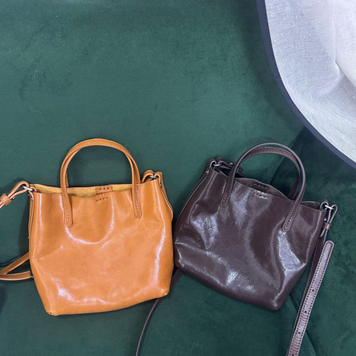 First Layer Crystal Vegetable Tanning Leather Fashion Portable Phone Bags