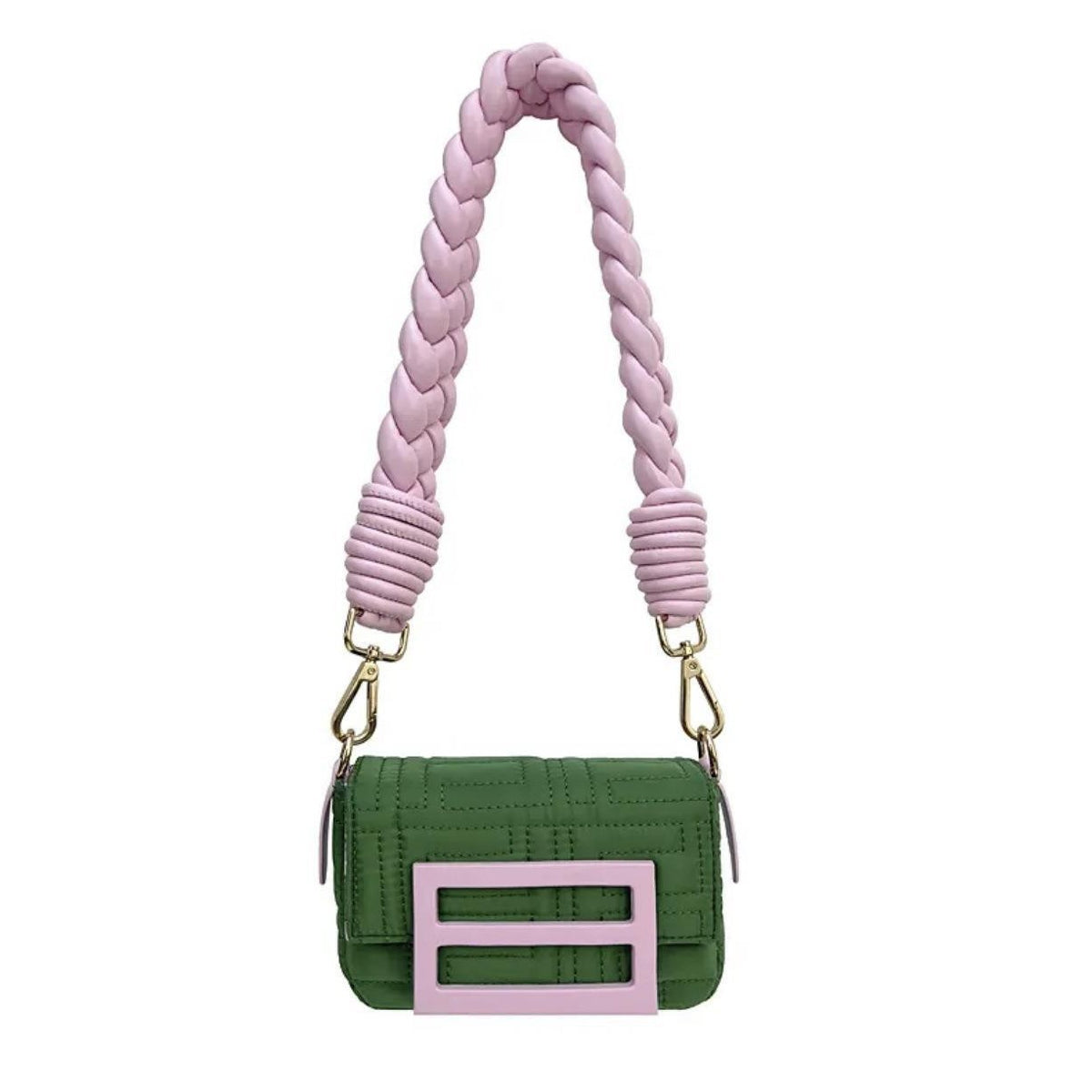 Women's Pink Woven Pouch Underarm Fashionable Contrast Color Oxford Bags