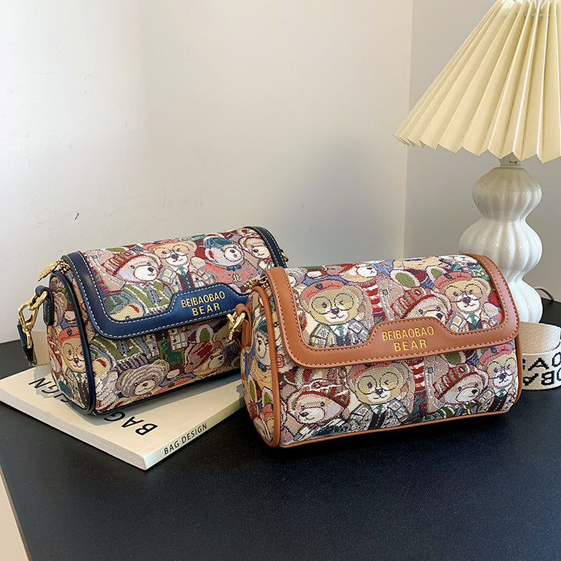 Fashion Color Contrast Single Room White Western Style Shoulder Bags