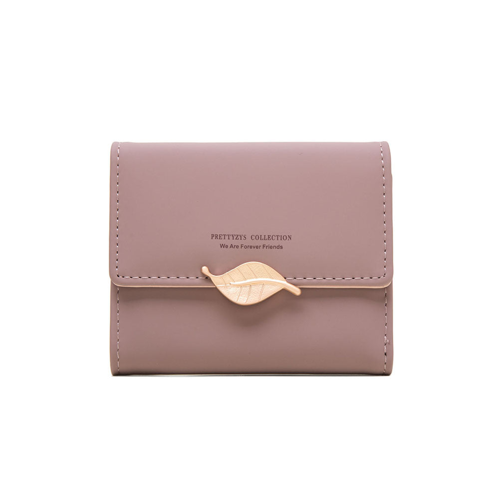 Women's Short Solid Color Korean Style Fresh Three-fold Folding Ladies Wallet