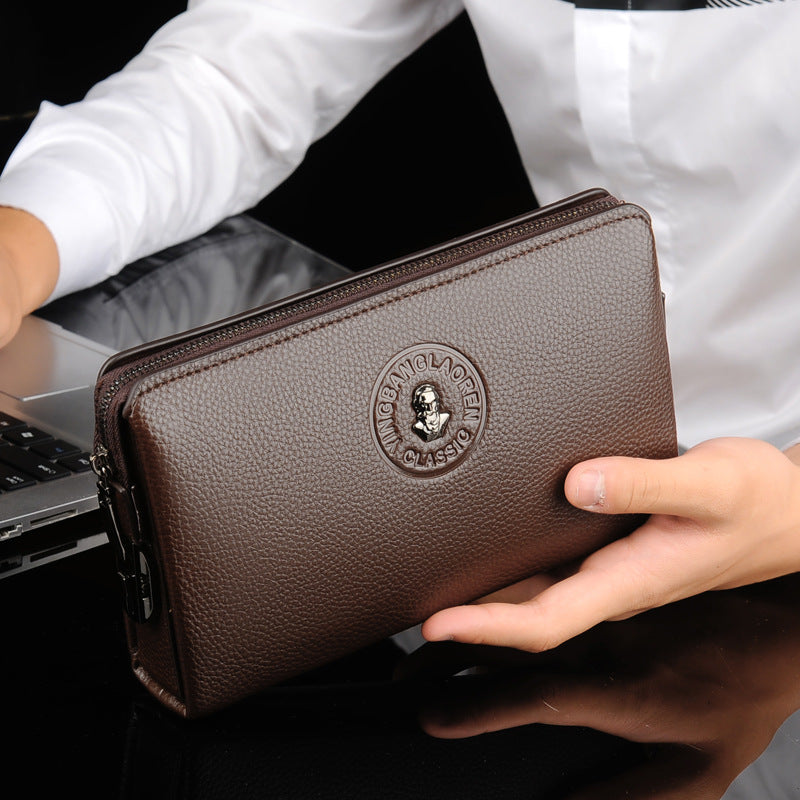 Men's Large Capacity Clutch Business Soft Leather Men's Handbags