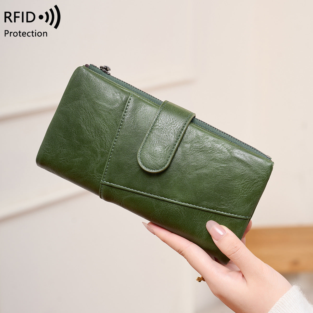 Women's Swiping Large Capacity Stitching Clutch Long Ladies Wallet