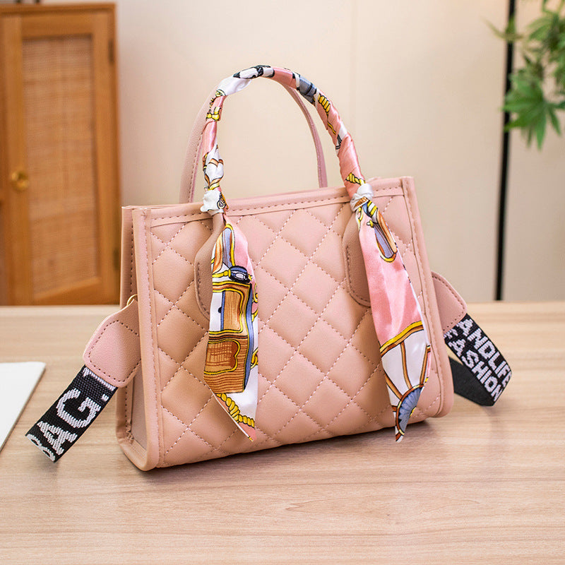 Women's Rhombus Embroidered Silk Scarf Girdle Letter Women's Messenger Bag
