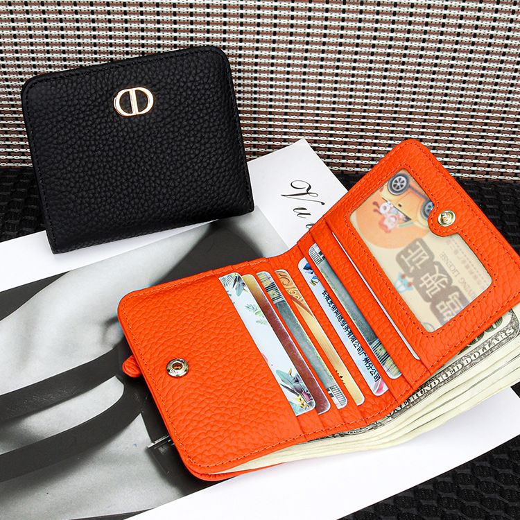 Women's Leather Short First Layer Cowhide Korean Style Cute Ladies Wallets