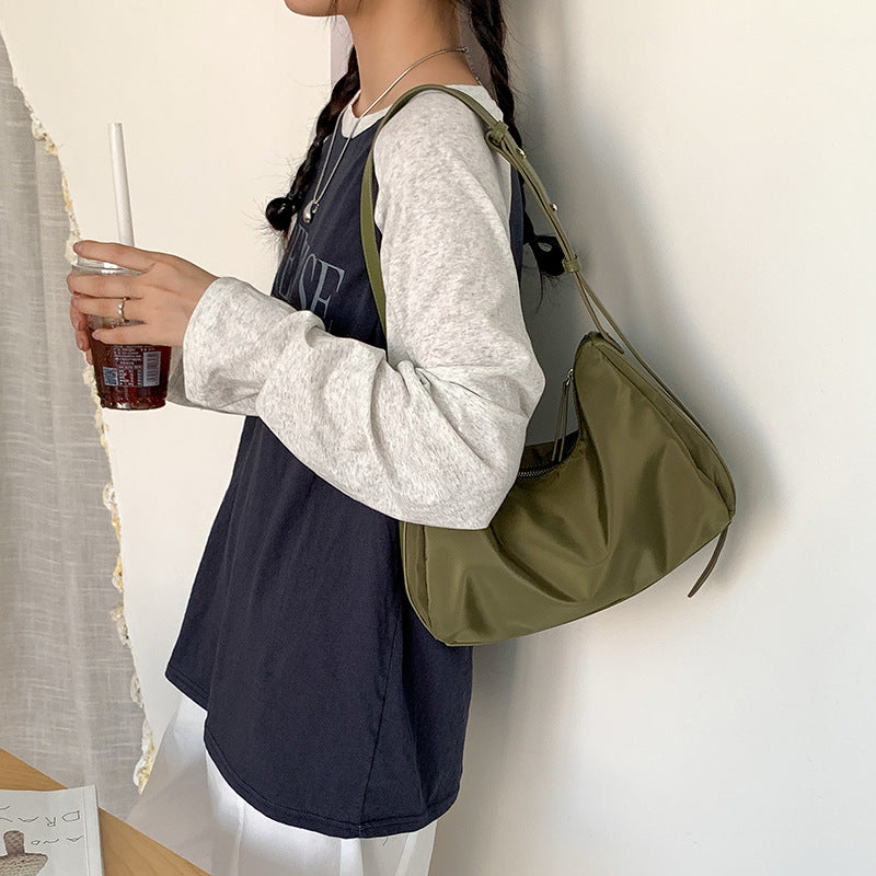 Women's Niche Textured Nylon Summer Stitching Commuter Women's Shoulder Bag