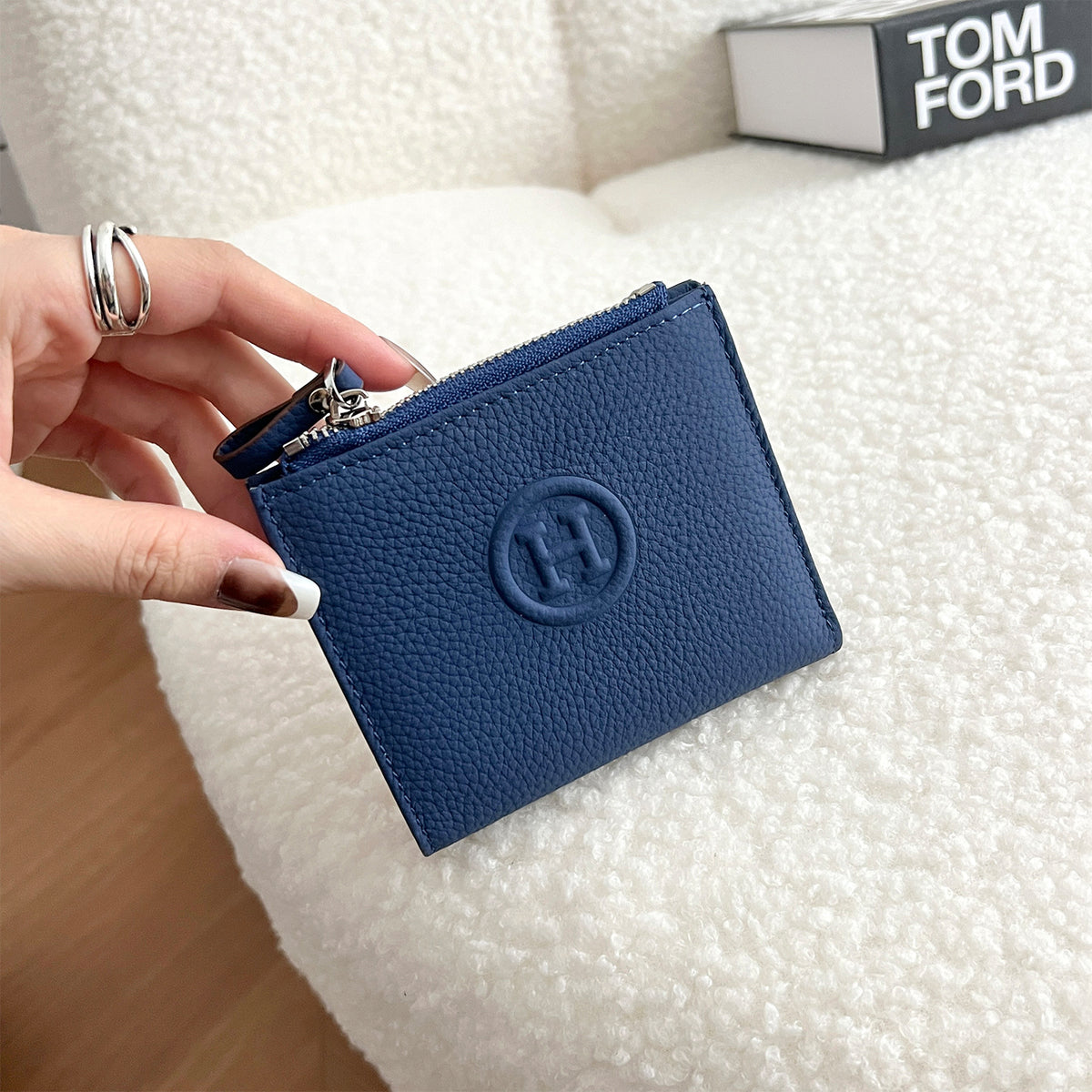 Women's Cowhide Short Half Fold Multiple Slots Ladies Wallet
