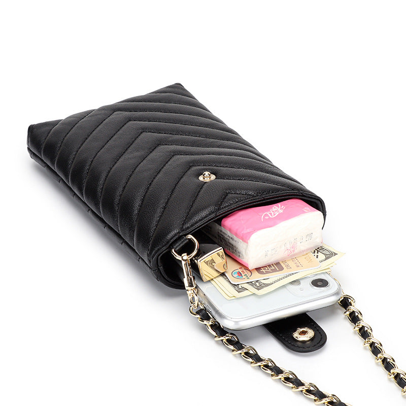 Mobile Female Leather Message Mini Sheepskin Phone Bags