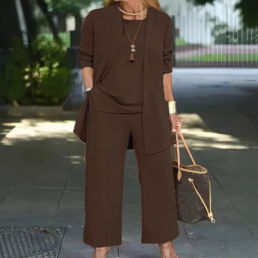 Women's Solid Color Leisure Commute Trousers Long Sleeve Suits