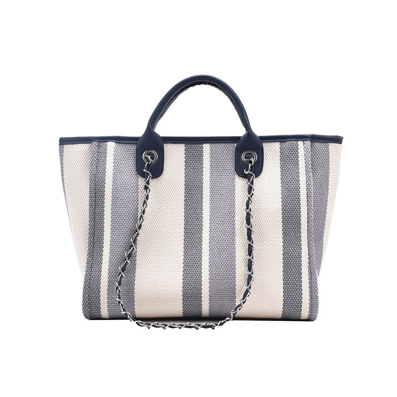 Women's Large Capacity Striped Chain Tide Class Women's Shoulder Bag