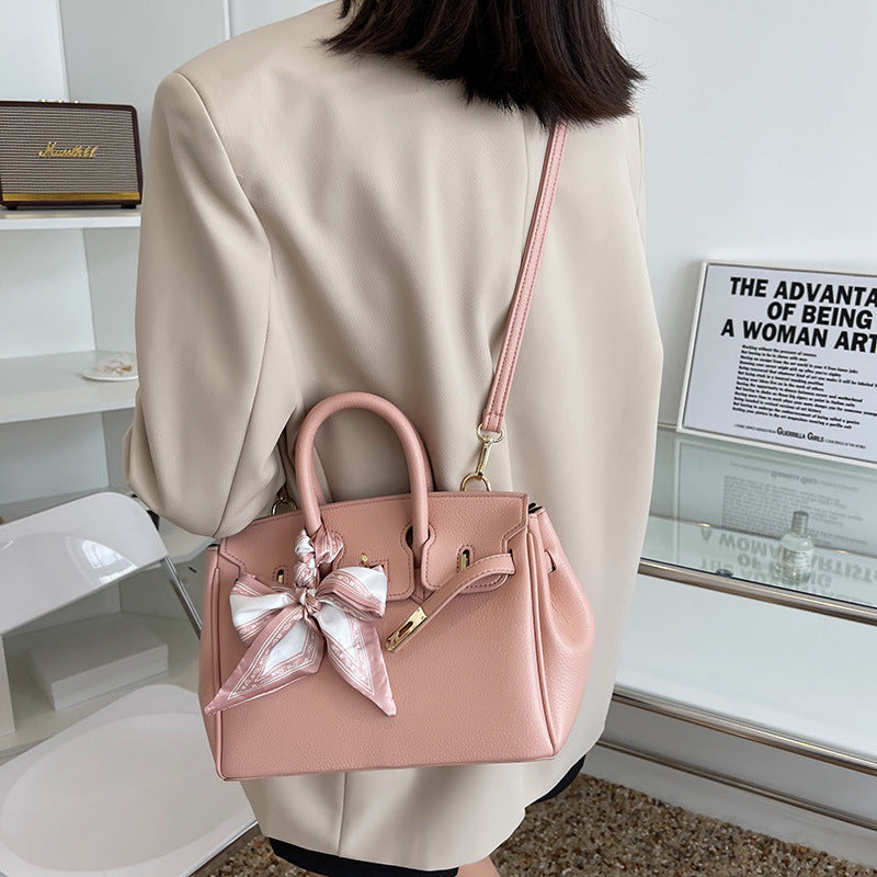 Women's Fashionable Lychee Pattern Large Capacity Kelly Shoulder Bags