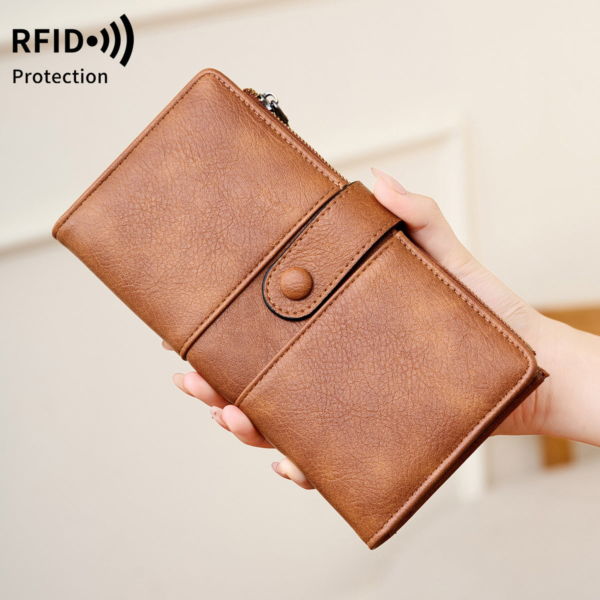 Women's Swiping Retro Large Capacity Long Multiple Slots Fashion Ladies Wallet