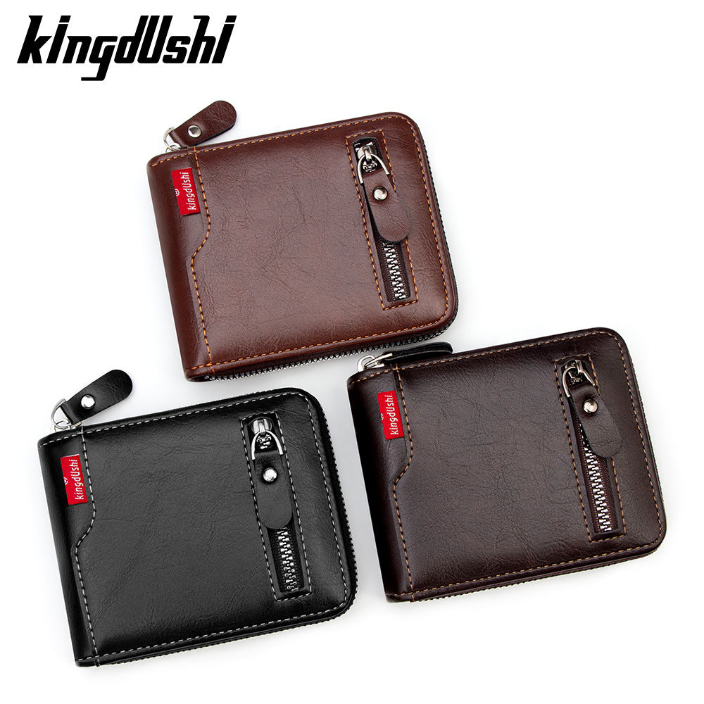 Men's Novel Design Oil Wax Leather Business Men's Wallet