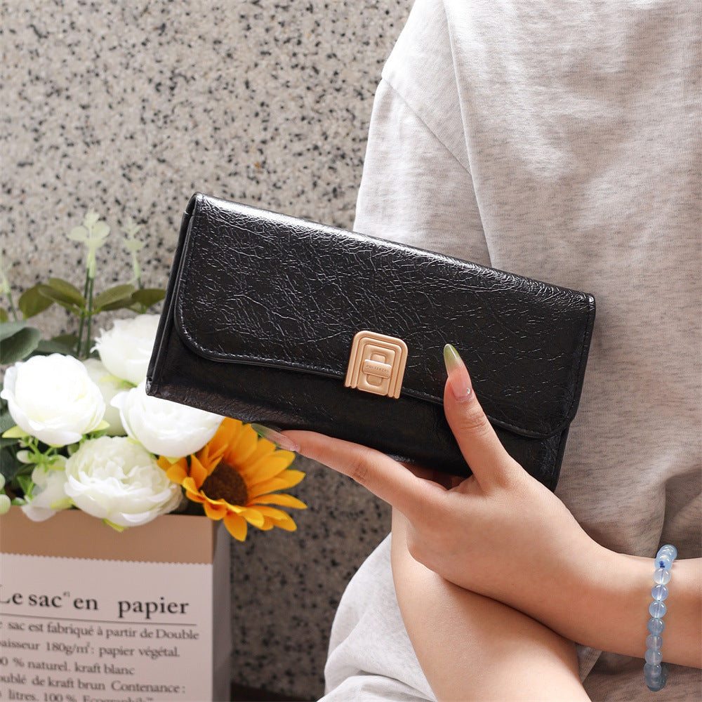 Women's High-grade Long Solid Color Multiple Slots Ladies Wallet