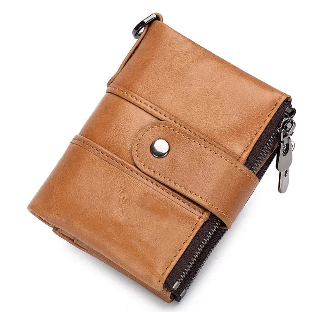 Men's Swiping Genuine Leather Multifunctional Zipper Vintage Men's Wallets