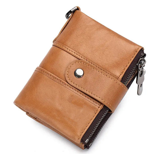 Men's Swiping Genuine Leather Multifunctional Zipper Vintage Men's Wallets